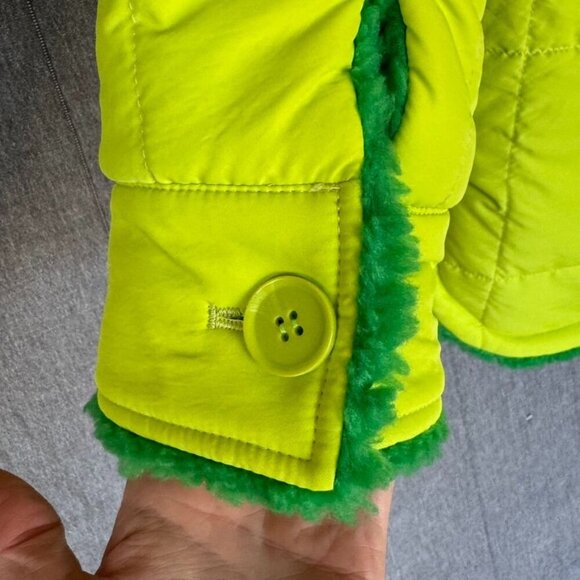 Eaves Signy Green Faux Shearling Lime Interior Reversible Oversized Shacket - Picture 11 of 13